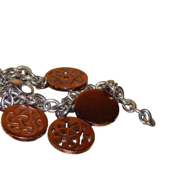 BoHo Vintage Stainless Steel Bronze Celtic Knot Charm Bracelet - Picture 3 of 8